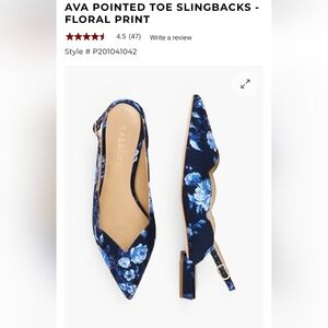 Talbots, Women's Ava Navy and Blue Floral Fabric Flats, Sz 6. NWOT Leather Sole